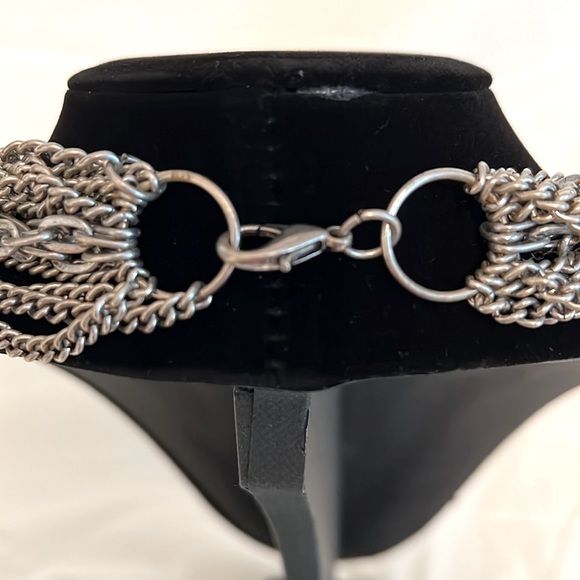 Multichain Silver Cross Rhinestone Necklace - Picture 4 of 5